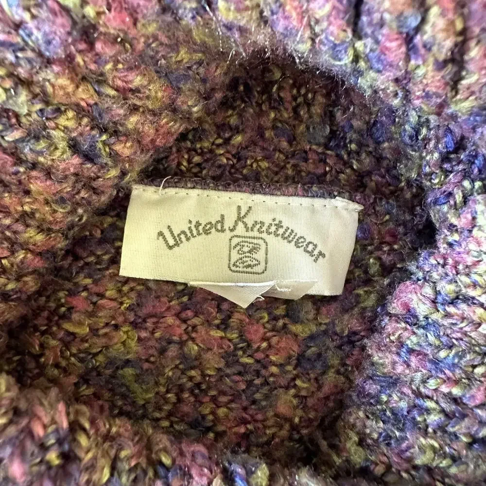 sweater L multicolored marled knit turtleneck purple Vintage 90's Chucky Large